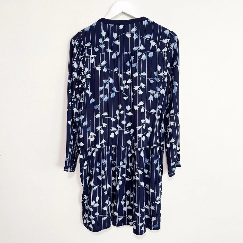 BOGO! Anthropologie Tiny Embroidered Shirt Shift Dress Floral Blue XS